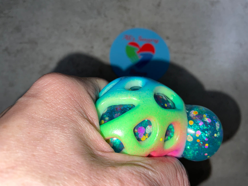 Rainbow Crater Mesh Glitter Ball