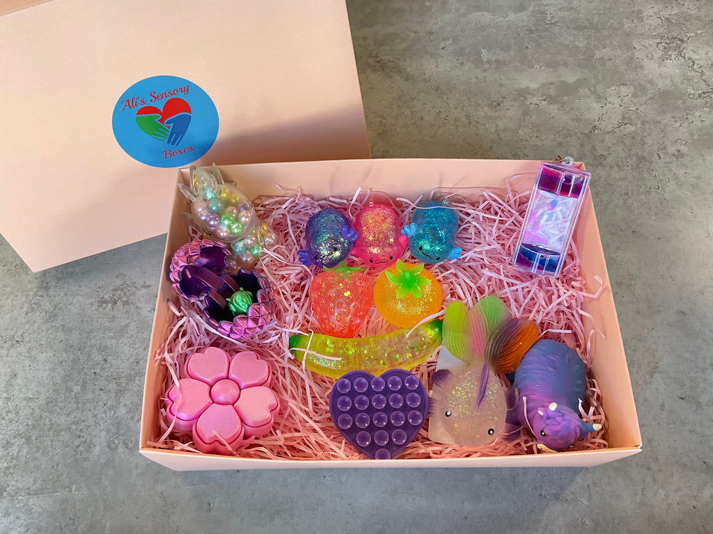 Sensory box personalised  to the individual's age, likes and needs.